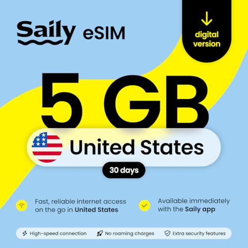 Saily, eSIM Data Plan for the USA (excl. Alaska), 5GB/30... en promo sur Amazon