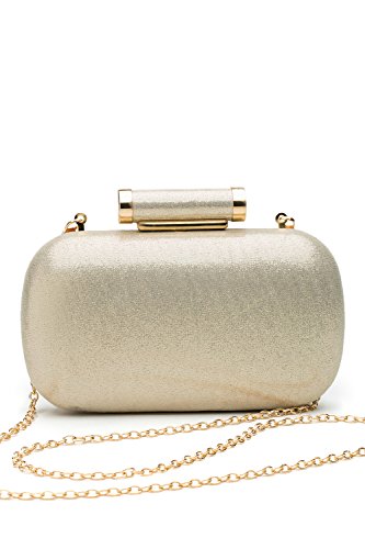 Women Clutch Box Purse Hard Case Evening Bag Glitter Handbag With Chain Strap (gold)