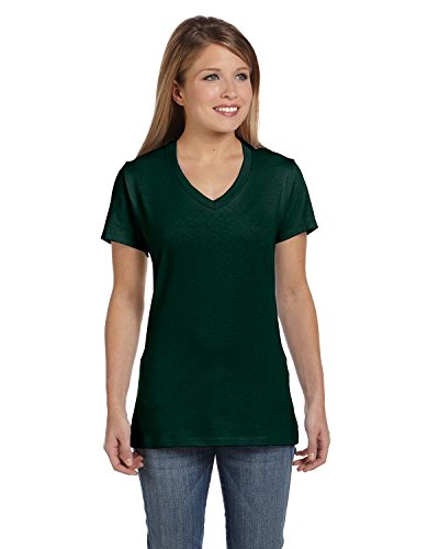 Hanes Women's Nano- V-Neck T-Shirt Deep Forest X-Large