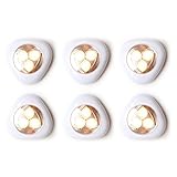 Set of 6 Dimmable Touch Tap Lights with 3 Bright Warm White LEDs, Best Used for Cabinets, Dressers, Closets, Showcases, Hallways, and Staircases- Removable Adhesives and Batteries Included