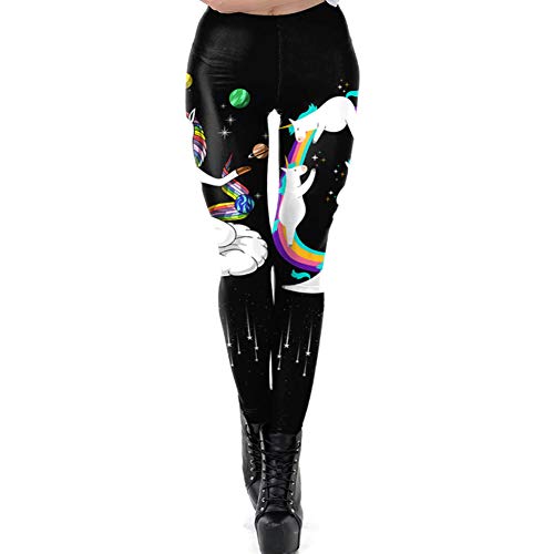 Women-Fashion-Rainbow-and-Unicorn-Print-Elastic-Mid-Waist-Leggings