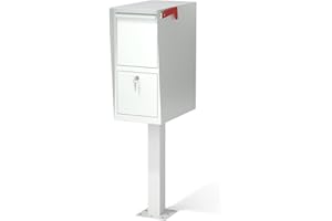 POCHAR Secure Curbside Locking Mailbox for Packages, Weekend-Away Design with In-Ground Post and Base Plate