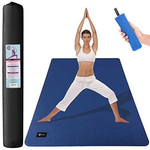 CAMBIVO Large Yoga Mat, Non-Slip Exercise Fitness Mat for Yoga, Pilates, Workout (72″x 48″x 6mm) (Blue)
