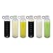 Pratico Kitchen 18 oz Leak-Proof Glass Bottles, Juice Containers and Smoothie Bottles, Multicolor Loop Caps, 6 Pack
