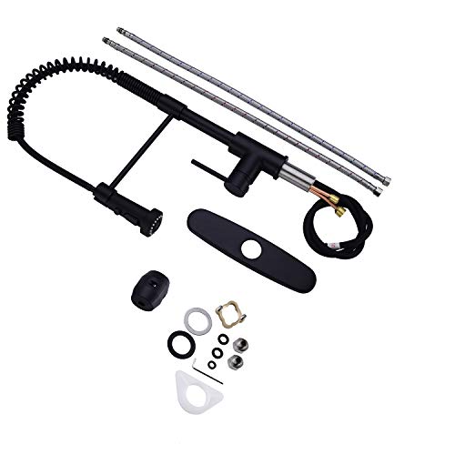 Kitchen Faucet,Delle Rosa Lead Free Brass Kitchen Faucet,Black Kitchen Faucet with Pull Down Sprayer, 360 Swivel Spring Kitchen Faucet,Pre-rinse Pull Out Kitchen Sink Faucet with Deck Plate