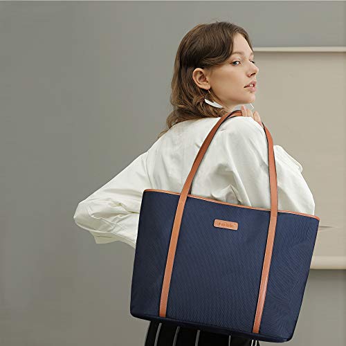 S-ZONE-Damen-Handtasche-156-Inch-Laptoptasche-Schultertasche-Wasserabweisende-Groe-Nylon-Arbeit-Shopper-Reise-Umhngetasche-mit-Rckseitiger-Reiverschlusstasche
