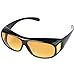 HD Night Vision Wraparounds Wrap Around Driving Glasses (Black, Yellow)