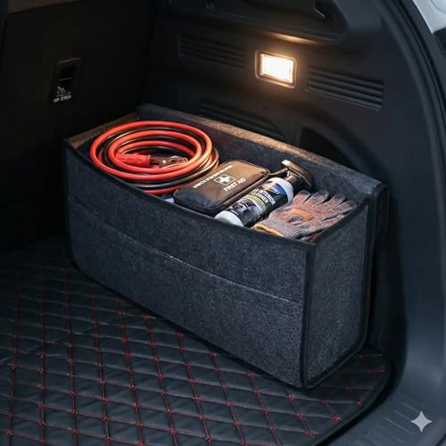 Organizador De Porta-Malas Premium Em Feltro Cinza, Grande Capacidade, Antiderrapante, Dobrável, Portátil Com Alça, Para Armazenar Ferramentas, Brinquedos, Acessórios E Viagens, Marca VARENZIA