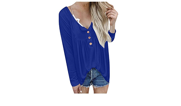 VEMOW Camiseta Pullover Mujer Moda Casual BotóN De Pliegues para Mujer  Camiseta De Manga Larga De Color SóLido Blusa Camisa OtoñO E Invierno  Nuevo: Amazon.es: Ropa