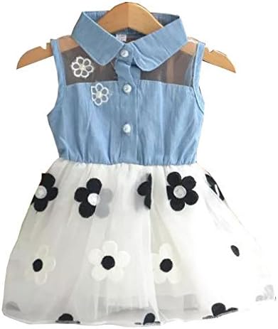 Amazon Transfg ベビー トドラー キッズ 女の子 デイジー柄 モチーフ デニム チュチュスカート の プリンセス ワンピース ホルターネック 風な バックスタイル に キュンキュン サイズ は 80 130 まで ノーブランド品 42 80 ホワイト ワンピース