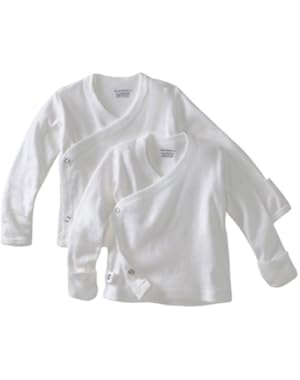 Unisex White 2 pk Long Sleeve Side Snap Shirt (0-3 Months)