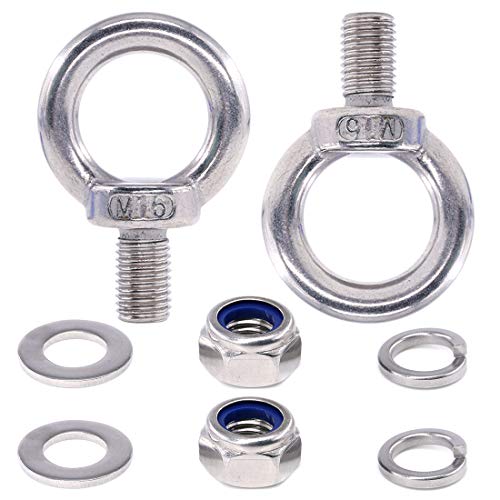 8Pcs 304 Stainless Steel M16 Male Thread Lifting Ring Eye Bolt Kit