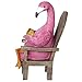 Exhart Garden Sculpture, Solar Pink Flamingo Garden Statue with Lounge Chair, LED Cocktail, Outdoor Garden Decoration, 8 x 12 Inch