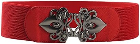 Sinineflower Fashion Women Wide Waist Elastic Stretch Belt (as shown, Red)
