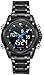 Readeel Sports Watches Men's Quartz Digital Dual-display Multi-function Stainless Steel Mens Watches Deep Blue