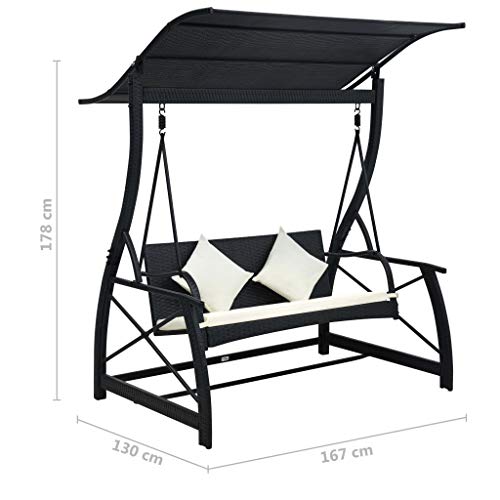 Hollywoodschaukel 3-Sitzer mit Dach Auflage Gartenschaukel Schaukelbank Gartenbank Sitzbank für Garten Terrasse Outdoor… – Bild 8