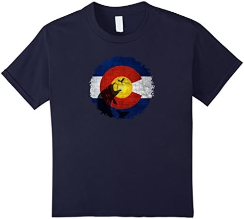 unisex-child Colorado Flag T-Shirt with Fly Fishing Design 6 Navy
