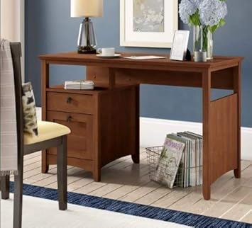 Amazon Com Wila Writing Desk Serene Cherry Wood With Open Shelf