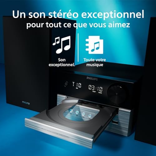 TAM3205M2 HiFi Microchaîne, Bluetooth, Lecteur CD, USB, Radio FM Auracast, 85% matières recyclées après consommation