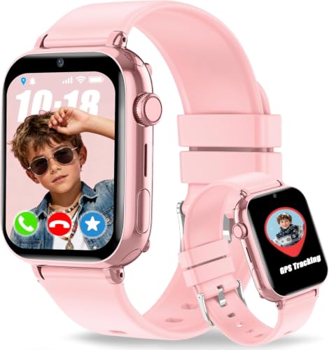 pmstuy 4G Smartwatch Children GPS Phone Watch Smartwatch Children WiFi Video Calling SOS Voice Chat Alarm Clock Games Waterproof Child Mobile Phone Gifts for Girl and Boy
