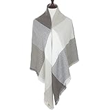 Women Square Scarf Oversized Tartan Blanket Large Winter Warm Shawl Tassel Wrap(Light Brown)