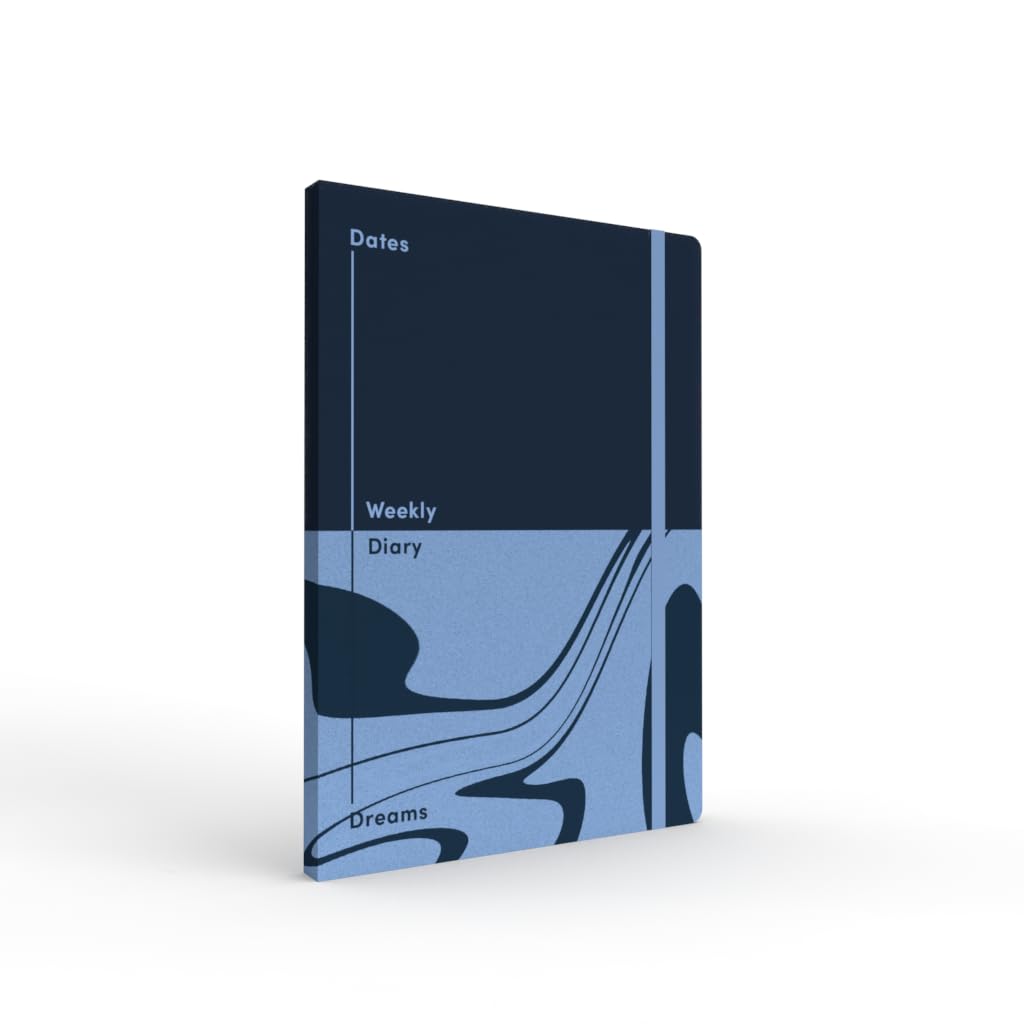 Jumble & Co Dates & Dreams A5 Undated Week to View Diary - Dates & Dreams - 100% Recycled Paper - Dark Blue/Light Blue