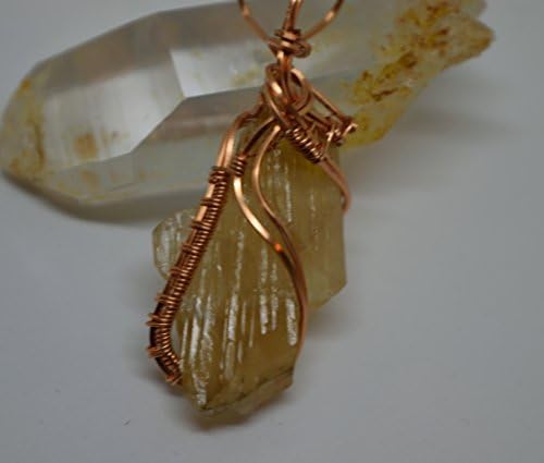 Honey Calcite Non-Tarnish Copper Pendant