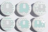 Green Elephant Drawer Pulls / Elephant Nursery Decor Ceramic Cabinet Drawer Knobs, 6 Set (Seafoam Green Elephants)