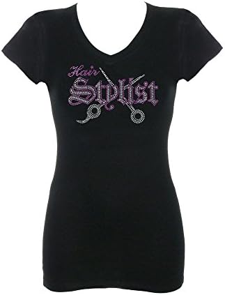 DivaDesigns Women's Hair Stylist Beauty Salon Theme Rhinestone Bling T-Shirts
