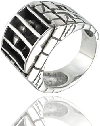 Fashion Jewelry Vintage Skull Hell Prison Cage Stainless Steel Cross Motorcycle Biker Ring 7-14