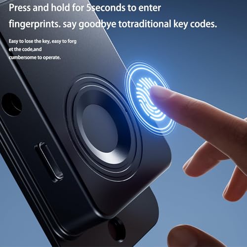Uniiking® Fingerprint Fridge Lock, Refrigerator Lock with Fingerprint, for Fridge, Cabinet Locks, Drawers, Dishwasher, Toilet and Cabinet Locks Baby Proofing, Adhesive No Drilling (Black)