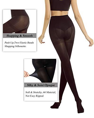 DancMolly Women's Semi Opaque Tights Basic Control-Top Footed Hosiery (Marzipan, Medium) - Thumbnail 4