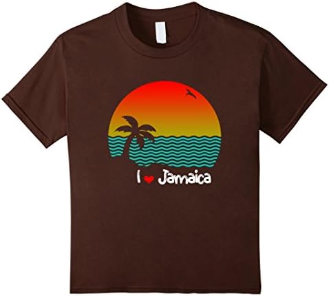 Kids "I Love Jamaica" Jamaican Vacation T-Shirt 12 Brown