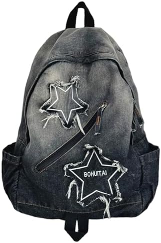 Amazon.com | Denim Backpack Patchwork Y2K Checkered Plaid  display picture 2