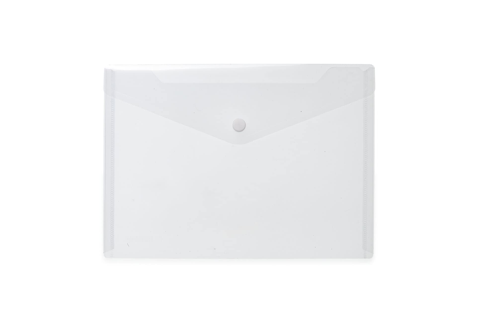 HERMA 20051 Document Wallet A5 Transparent White Small Transparent Pockets Envelope with Press Stud Closure Plastic Envelope for School, University, Office, Travel