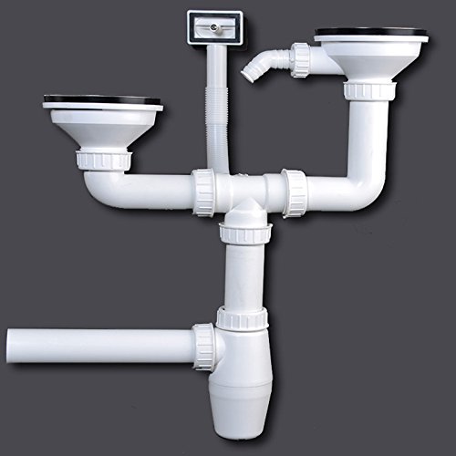 Doppel Küchen Sifon Spülenablauf Spülen Siebkorbventil Siphon