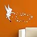 26pcs/Set Tinkerbell Fairy Wall Mirror Acrylic Mirrored Decorative Tinker Bell Wall Stickers Home Decoration (Silver)