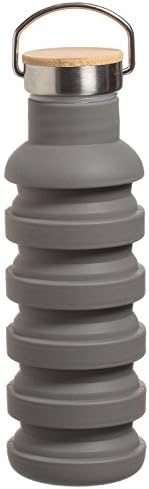 GREY SPRING WATER BOTTLE – The Hydrology Collection - Innovative Collapsible Folding Reusable Drinks Bottle Hiking Camping Working Office Travel Lunch Time