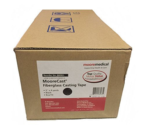 MooreCast Fiberglass Casting Tape, 3 Inch x 4 Yards, Black - 1/Box of 10 Rolls