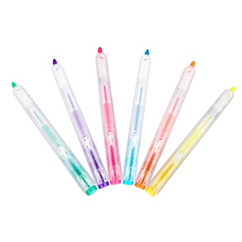 RIANCY Retractable Highlighters Chisel Tip Art Markers Highlighter Study Kit Assorted Colors for Drawing Sketching Journaling Studying (6-Count)