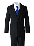 Spring Notion Big Boys' Modern Fit Dress Suit Set 12 Black w/ Royal Blue Tie