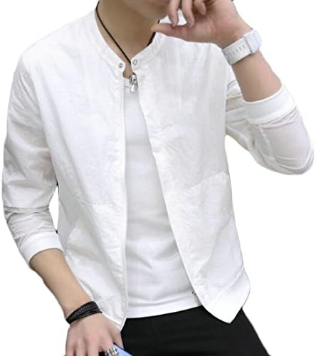 GRMO Men Thin Sun Protect Zip Pure Color Summer Stylish Jacket