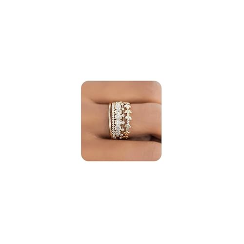 FUNEIA Stackable Gold Rings for Women Non Tarnish Trendy Dainty