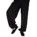 Chinese Traditional Style Martial Arts Pants, Pure COTTON & LINEN Super Breathable Extra Soft Tai Chi Trousers, Elastic Waist and Ankle. Perfect for Kung Fu Yoga Running, Black (Black, Small)