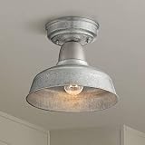 Urban Barn Rustic Outdoor Ceiling Light Fixture Semi Flush Farmhouse Galvanized 10 1/4" for Porch Kitchen - John Timberland