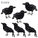 ATDAWN Halloween Black Feathered Crows, Realistic Looking Halloween Decoration Birds, 6 Pack