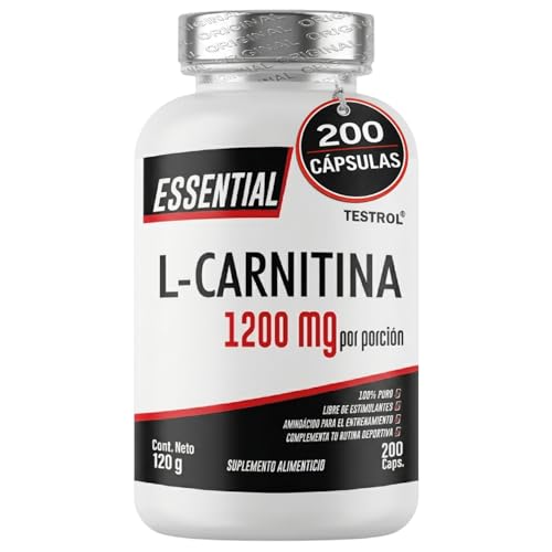 Carnitina Essential 1200mg por porción, L Carnitina Tartrato libre de Estimulantes para Hombre y Mujer, Calidad Premium | Testrol L-Carnitina Essential | TSN (200 CAPSULAS).