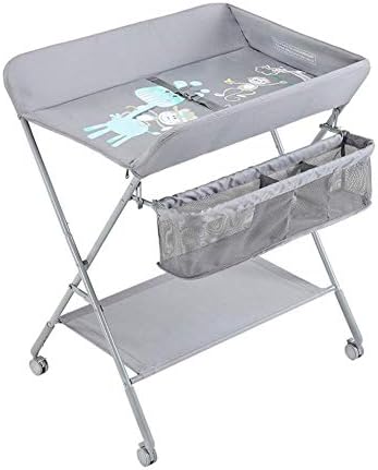 CWJ Small Bed Convenient for Look After Baby Without Bending Over, Light Baby for 0-3 Years Old Newborn Folding Diaper Station Organizer Height Adjustable Save Space Storage Desk