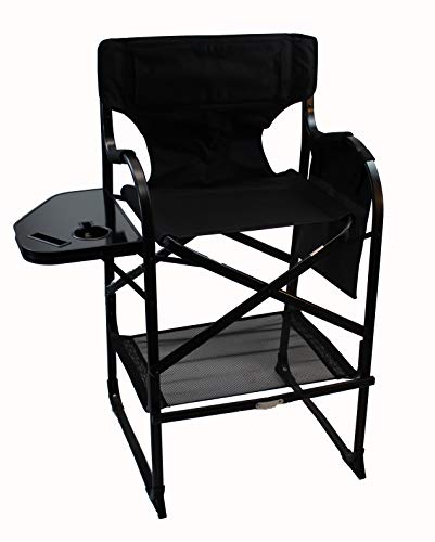World Outdoor Products PROFESSIONAL EDITION Tall Directors Chairs with Side Table,Built-In Cup and NEW Cellphone Holder,NEW Removable Front and Backside Patches.