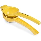 Fresh Food Ware Lemon Squeezer - Premium Manual Heavy Duty Handheld Individual Small Mini Yellow Aluminum Alloy Citrus Juicer Press - Squeeze Lemons and Extract Fruit Juice Lemonade - Dishwasher Safe
